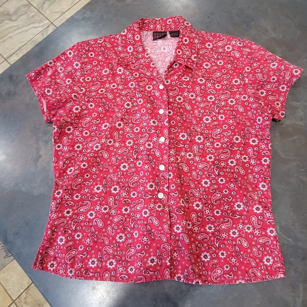 Vintage Red Paisley Button Down Shirt